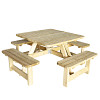 Picknicktafel Vierkant, 8-persoons, bladmaat 115 x 115 cm.