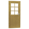 Vuren enkele 6-ruits deur incl. kozijn, 90 x 201 cm., linksdraaiend, groen geïmpregneerd