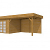Douglas Topvision tuinhuis Roek, 300 x 300 cm. en luifel 400 cm., groen geïmpregneerd