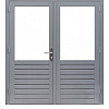 Hardhouten dubbele 1-ruits deur Prestige met dubbelglas, 202 x 221 cm., grijs gegrond