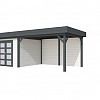 Vuren Topvision tuinhuis Bosuil, 300 x 300 cm. en luifel 400 cm., wit / antraciet gespoten