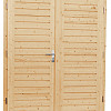Vuren dubbele dichte opdekdeuren met 5-puntssluiting, 168 x 201 cm., onbehandeld
