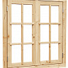 Vuren dubbel uitzetraam met dubbelglas, 112 x 120,5 cm., onbehandeld