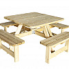 Picknicktafel Vierkant, 8-persoons, bladmaat 115 x 115 cm.