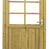 Vuren enkele 6-ruits deur incl. kozijn, 112 x 201 cm., linksdraaiend, groen geïmpregneerd