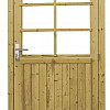 Vuren enkele 6-ruits deur incl. kozijn, 112 x 201 cm., rechtsdraaiend, groen geïmpregneerd