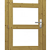 Vuren enkele 4-ruits deur incl. kozijn 90 x 201 cm., linksdraaiend, groen geïmpregneerd