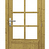 Vuren enkele 8-ruits deur incl. kozijn, rechtsdraaiend, 90 x 201 cm., groen geïmpregneerd