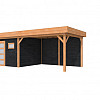 Douglas Topvision Tuinhuis Raaf, 300 x 300 cm. en luifel 400 cm., zwart geïmpregneerd / onbehandeld