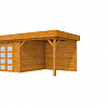 Douglas Topvision tuinhuis Roek, 300 x 300 cm. en luifel 300 cm., transparant gespoten