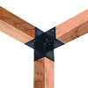 Paalverbinder 3-weg hoek + staander model t.b.v. 12 cm palen, gegalvaniseerd, zwart