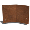 Cortenstaal koppelplaat 45° groot 18,5x23x3,8 cm
