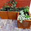 Cortenstaal L-vormige plantenbak Kansas 40, 120x80x30 cm geen bodemplaat