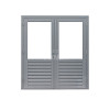 Hardhouten dubbele glas deur, grijs gegrond, 202x221cm