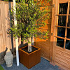 Cortenstaal vierkante plantenbak Miami 50x50x80 cm met bodemplaat