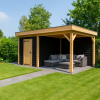 JWOODS Buitenverblijf 600x300cm incl. berging 200(b), Geschaafd met zweeds rabat zwart