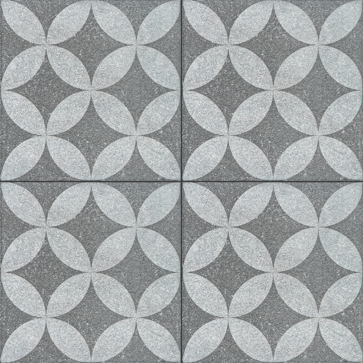 Restpartij Schagen: 4 stuks GeoProArte Design 60x60x4 cm Belgian Blue Dark Grey Flower