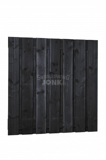 Douglas Tuinscherm 15-planks 180x180 cm, Fijnbezaagd Zwart Gedompeld