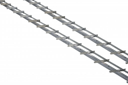 DHZ shutter framewerk, 2 stuk RVS rails van 165 cm. t.b.v. 14 planken