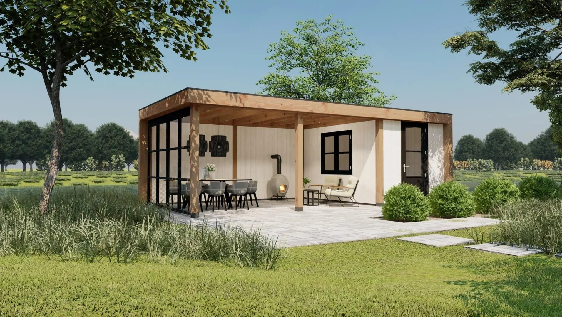 3612 buitenverblijf athene 8225x 3975 onbehandeld wit  linkerzijde ver weg