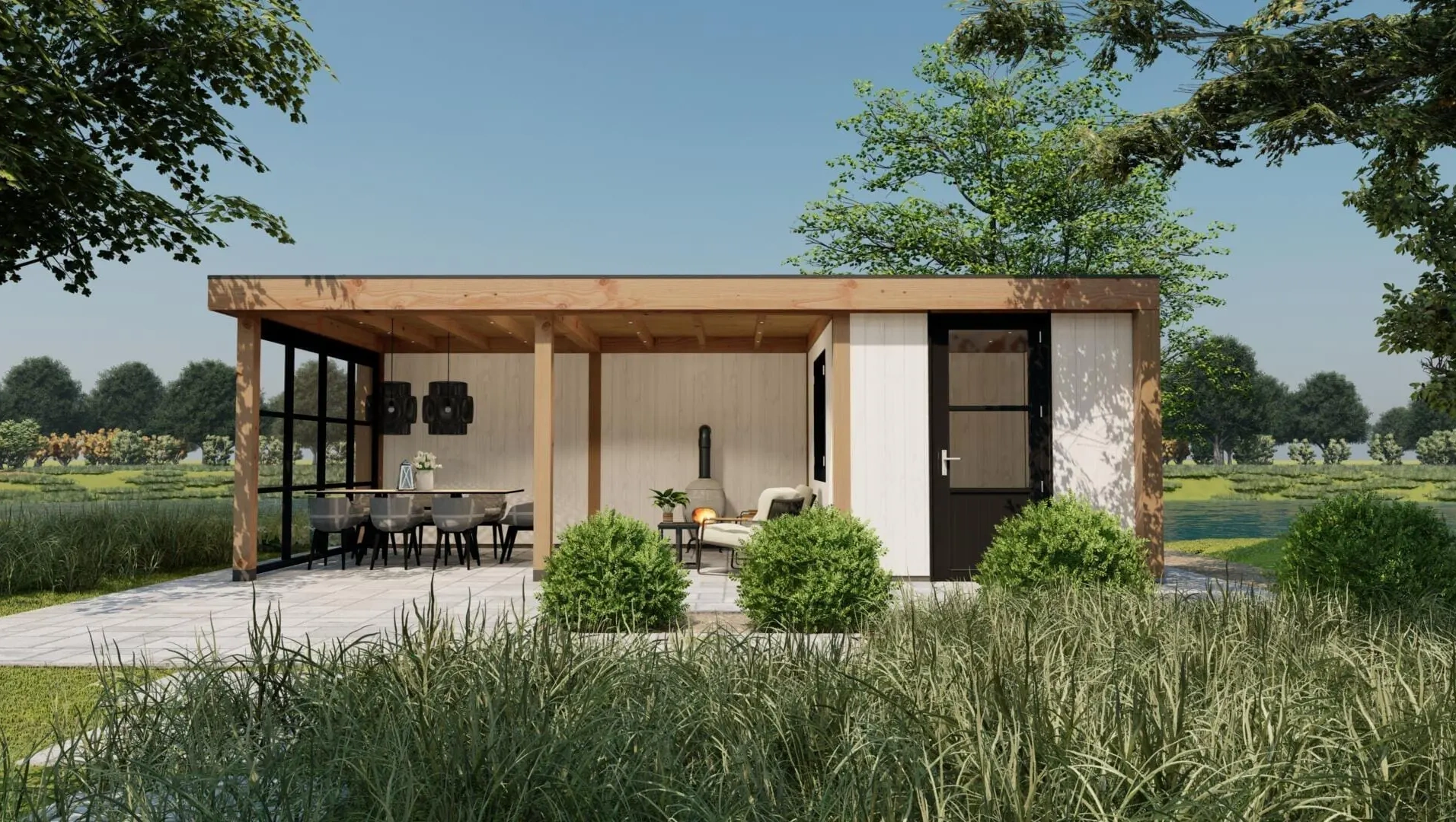 3612 buitenverblijf athene 8225x 3975 onbehandeld wit  vooraanzicht