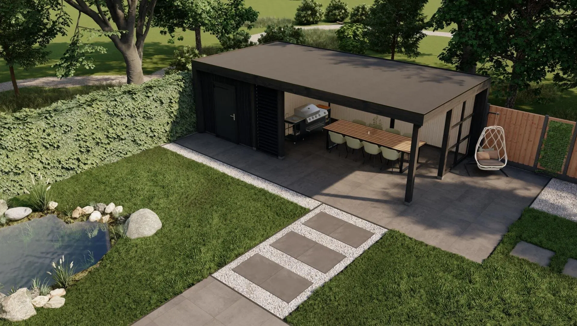 3615 platdak athene dakmaat 9725x4430 mm staandermaat 9520x4225 mm zwart wit  bovenzijde 1