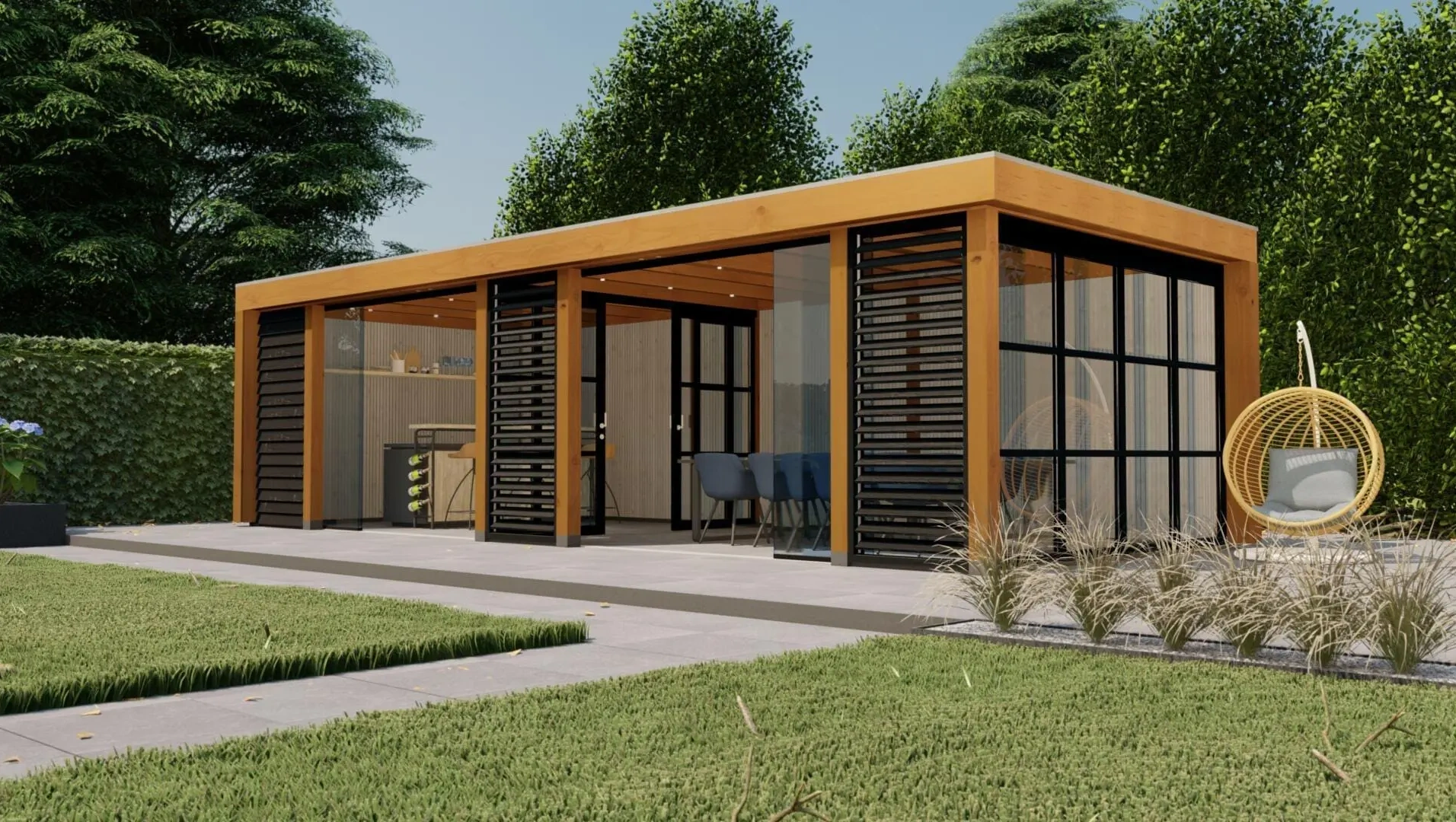 3614 buitenverblijf athene 3975x9725 mm douglas grijs rechterzijde 1