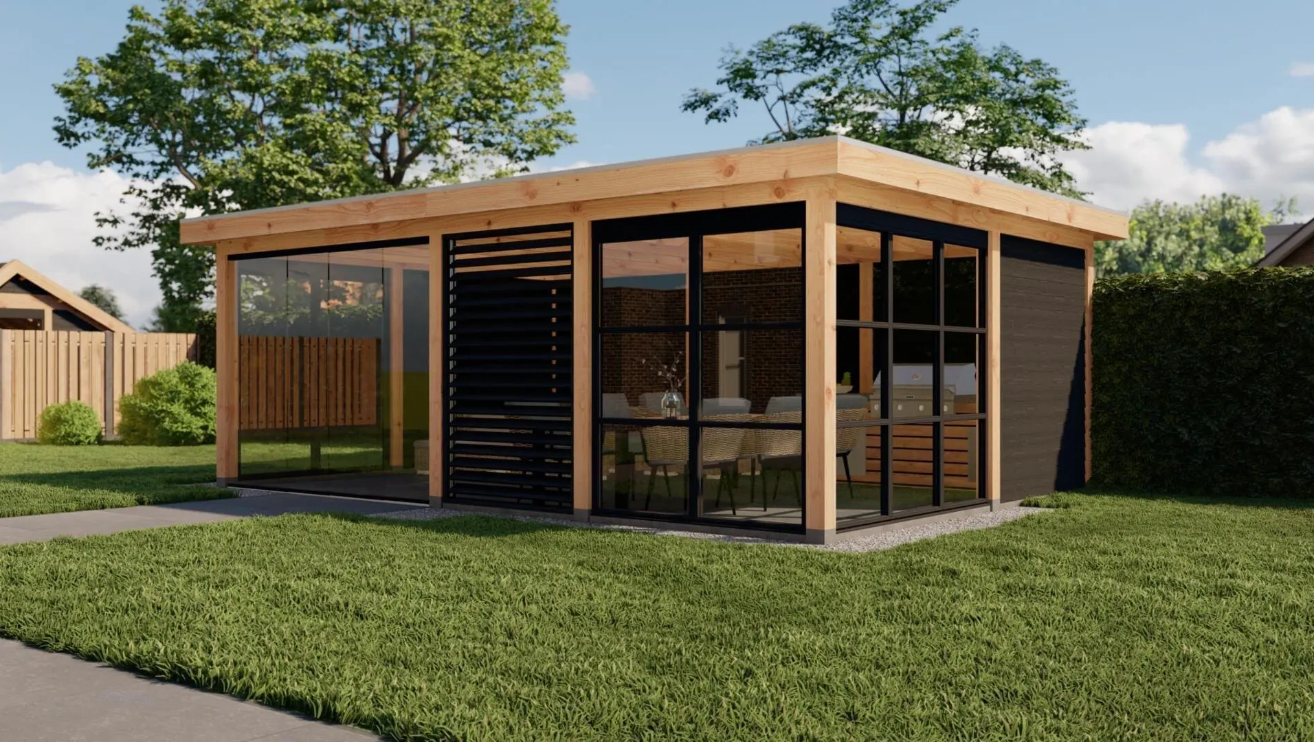 3641 buitenverblijf rome dakmaat 7510x5385 mm staandermaat 7020x4895 mm  rechterzijde