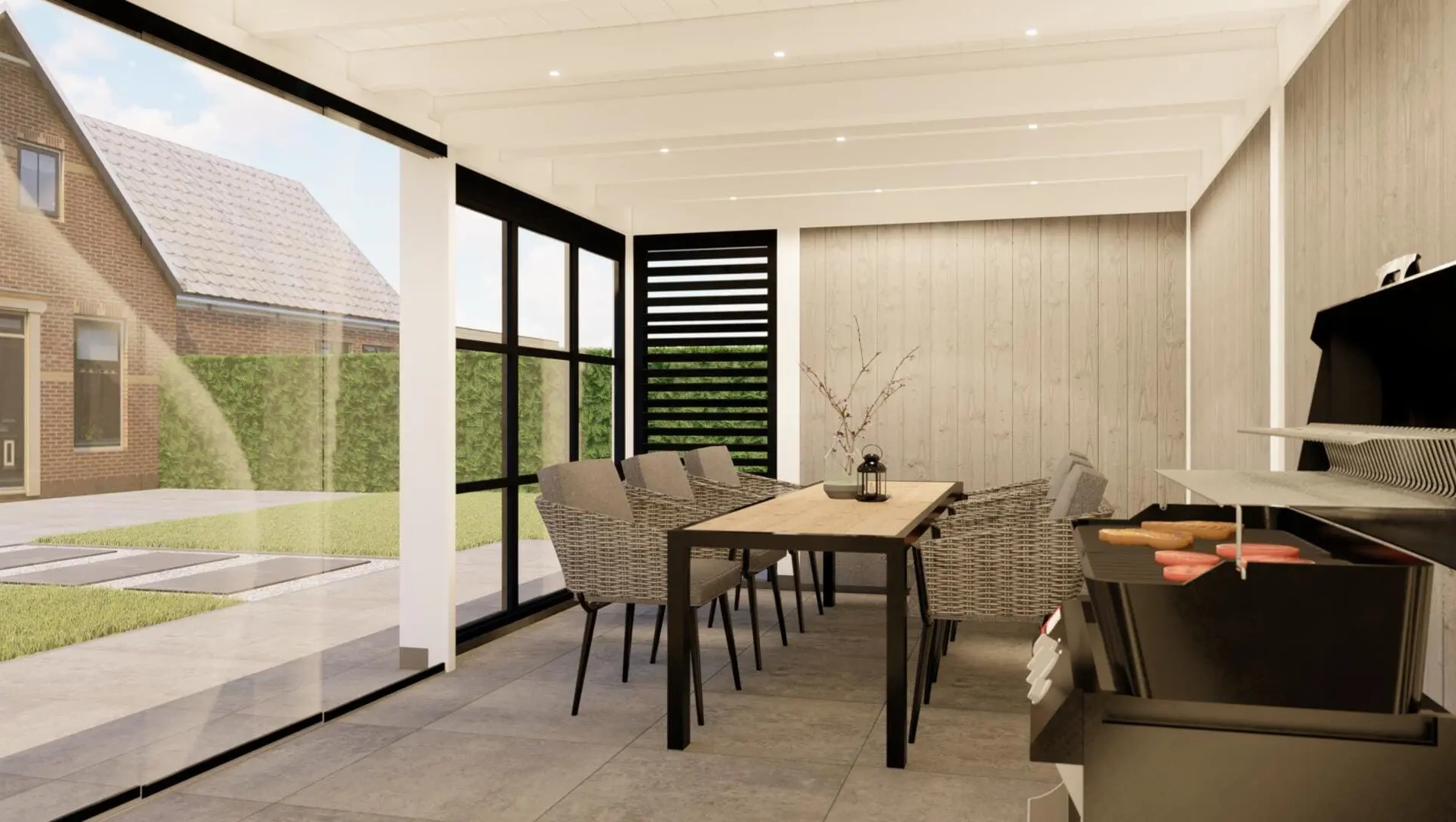 3642 buitenverblijf rome 8440x4210mm wit met steellook binnenzijde rechts 1