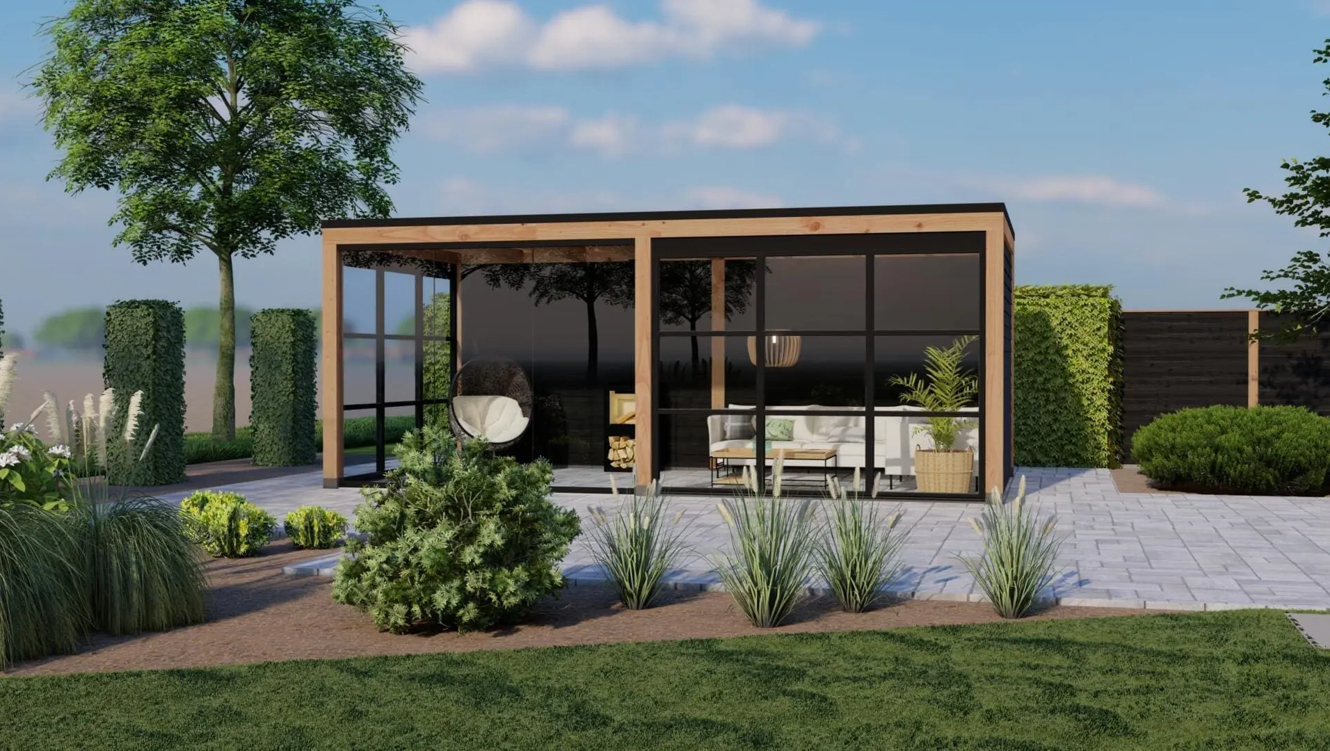 3656 buitenverblijf valencia 6395x3270 mm onbehandeld  vooraanzicht