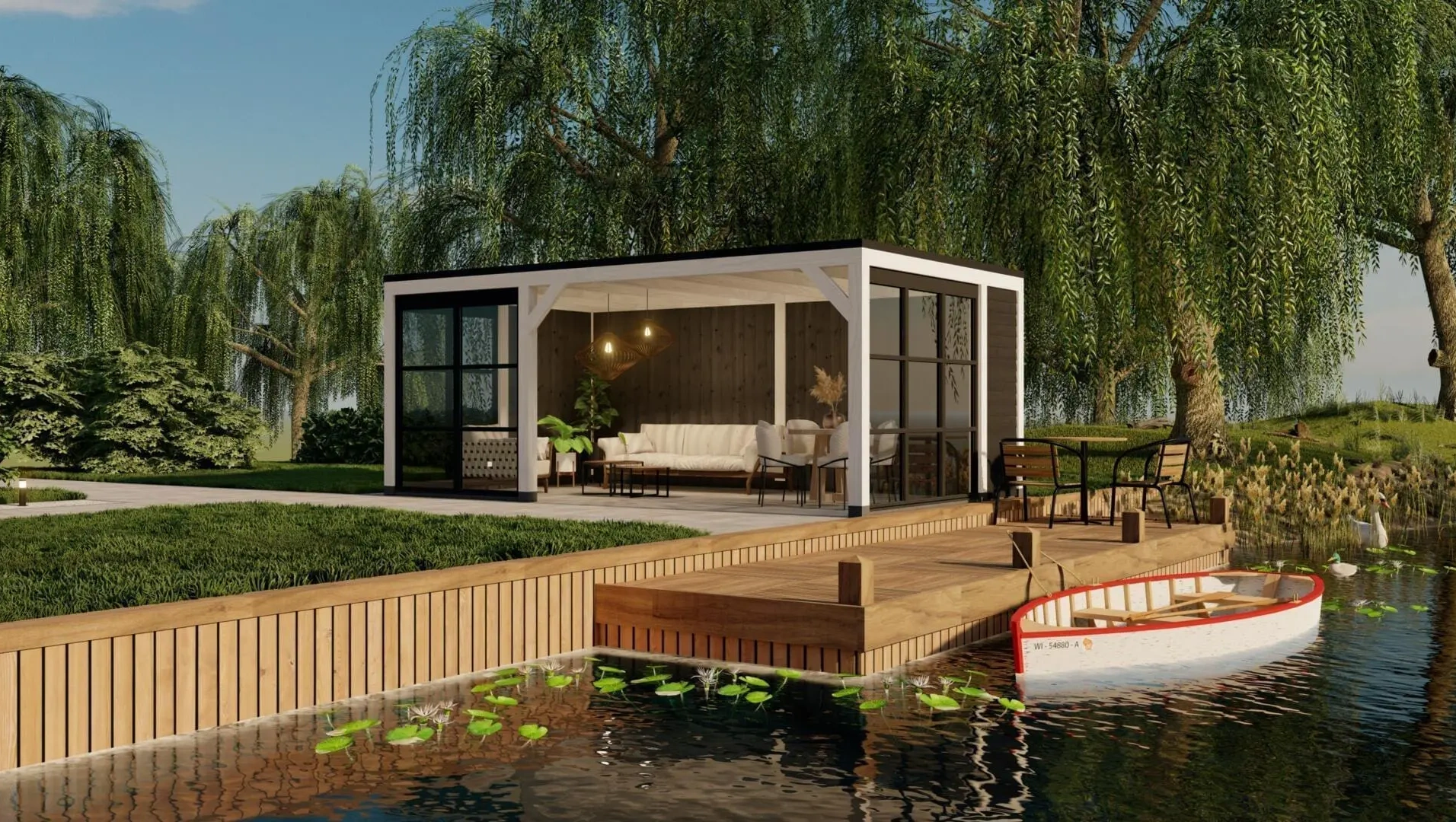 3657 buitenverblijf valencia 6395x3770mm aan het water  rechterzijde ver af