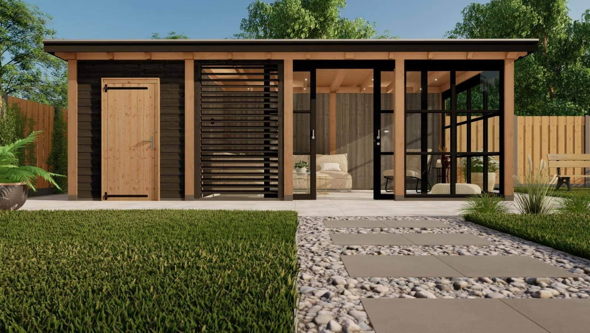 3628 buitenverblijf barcelona douglas zwart  voorzijde 2