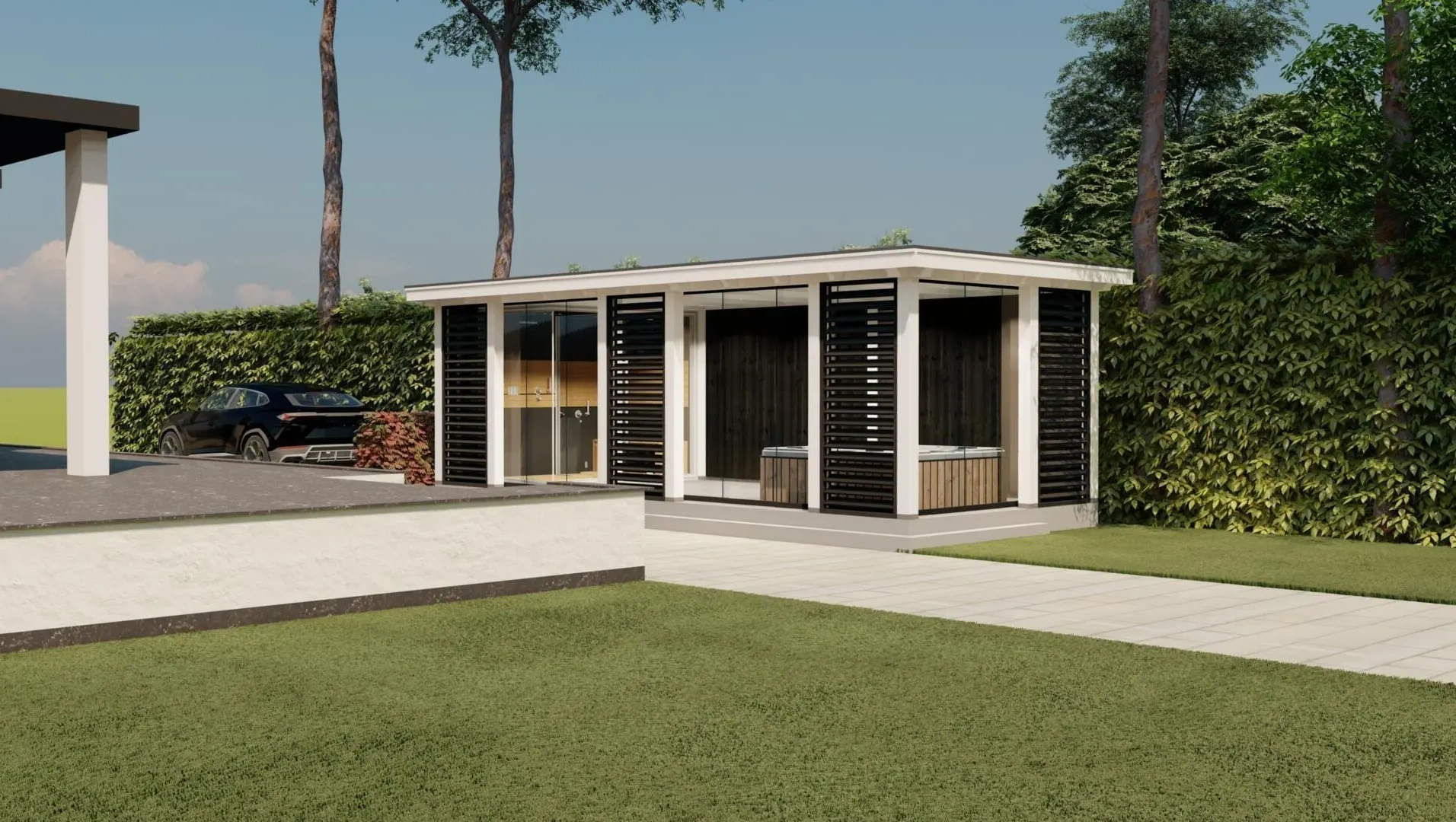 3629 buitenverblijf barcelona 8370x3810 mm wit  ver af