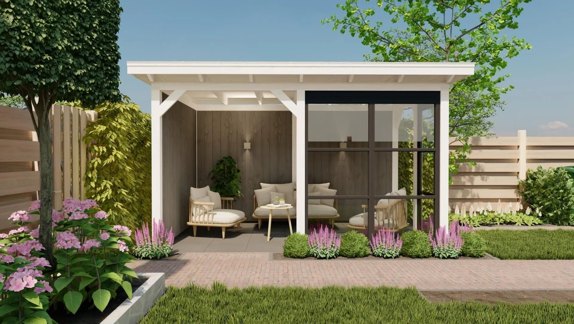 3677 buitenverblijf parijs 2480x3960 mm wit grijs  vooraanzicht