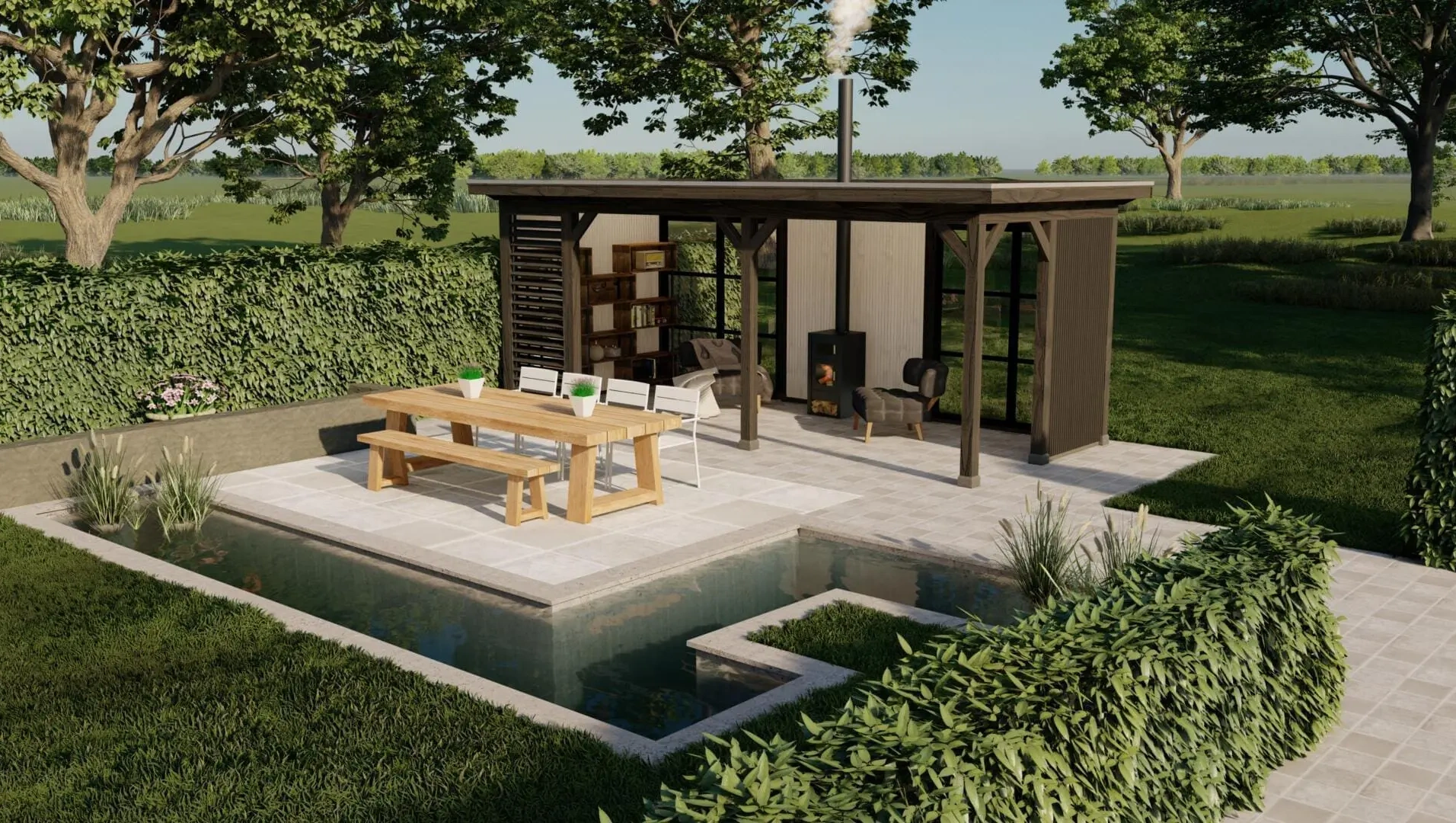 3679 buitenverblijf parijs dakmaat 6928x3228mm staandermaat 6420x2720mm met tafel  bovenzijde