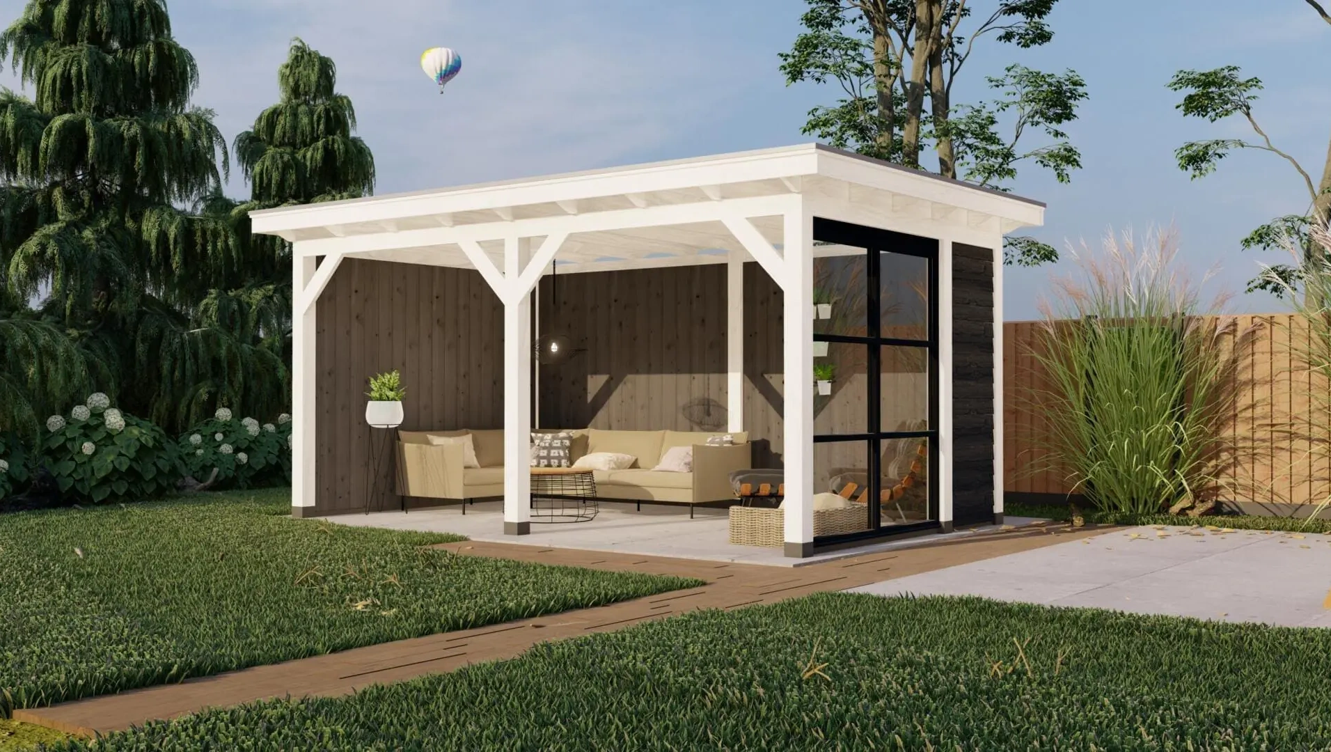 3680 buitenverblijf parijs l 2980x4960 mm wit grijs rechterzijde 1