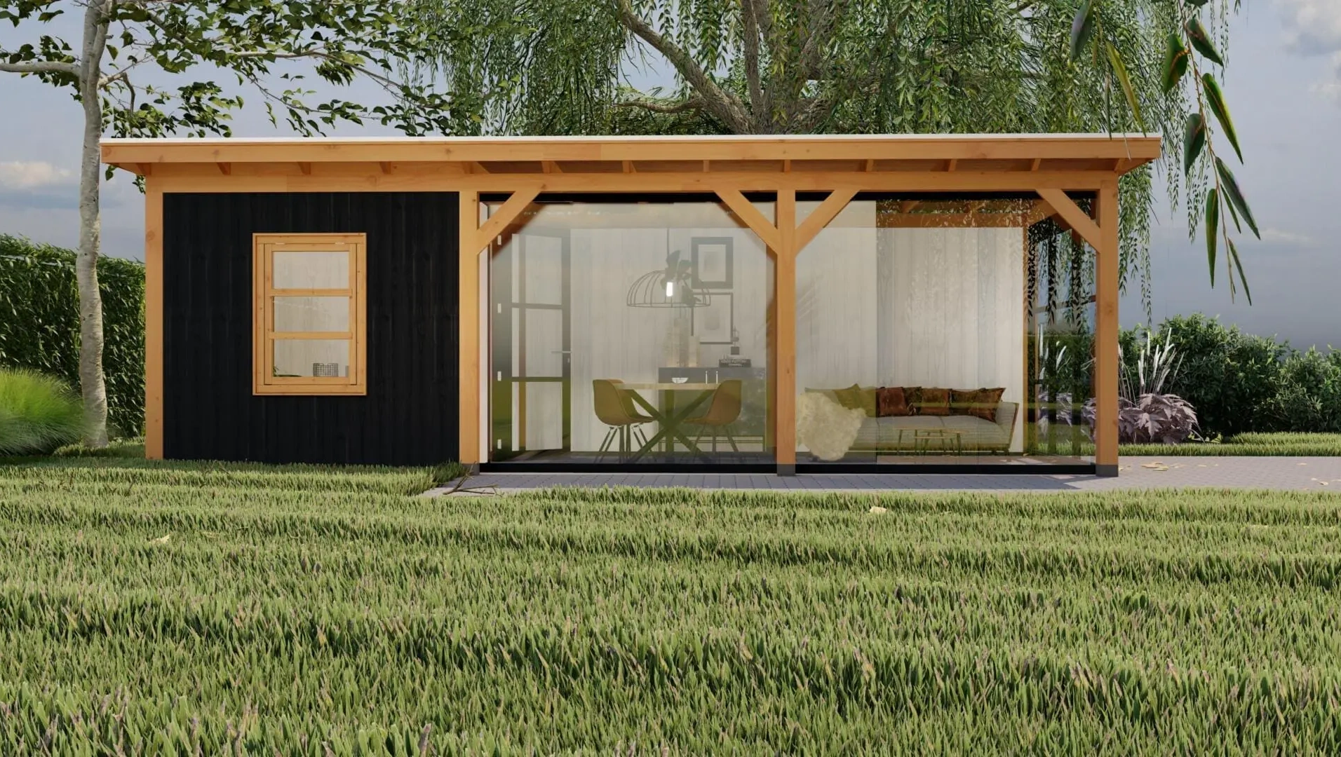 3682 buitenverblijf parijs l dakmaat 8560x3810mm staandermaat 8020x3270mm  voorzijde