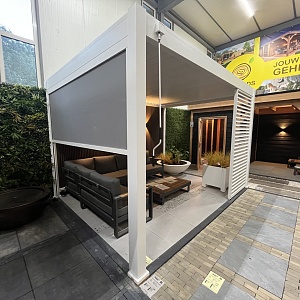 Showroommodel Edam Orion Deluxe overkapping 300x400 cm Wit incl. Composiet wand,Vaste Shutter en Scr