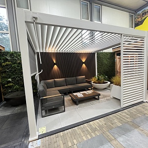 Showroommodel Orion Deluxe overkapping 300x400 cm Wit incl. Composiet wand,Vaste Shutter en Screen (