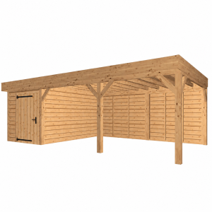 JWOODS Buitenverblijf 800x300cm incl. berging 200(b), Fijnbezaagd zweeds rabat Naturel