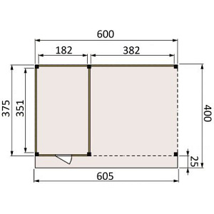 JWOODS Buitenverblijf 600x370cm incl. berging 200(b), Geschaafd met zweeds rabat Naturel
