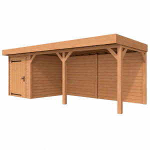 JWOODS Buitenverblijf 1000x370cm incl. berging 200(b), Fijnbezaagd zweeds rabat Naturel