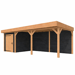 JWOODS Buitenverblijf 1000x300cm incl. berging 200(b), Fijnbezaagd zweeds rabat zwart