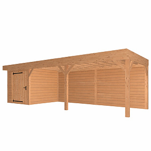 JWOODS Buitenverblijf 900x300cm incl. berging 200(b), Geschaafd met blokhutprofiel