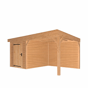 JWOODS Buitenverblijf 600x370cm incl. berging 200(b), Geschaafd met blokhutprofiel