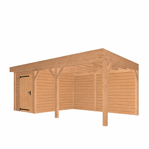 JWOODS Buitenverblijf 700x370cm incl. berging 200(b), Geschaafd met blokhutprofiel