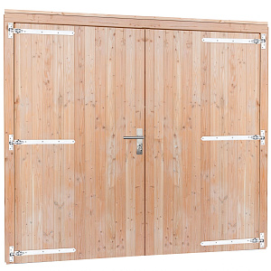 Douglas dubbele dichte deur extra breed incl. kozijn 255 x 209 cm., onbehandeld