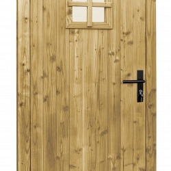 Douglas enkele 1-ruits deur inclusief kozijn, 90 x 201 cm., linksdraaiend, groen geïmpregneerd