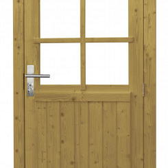 Vuren enkele 6-ruits deur incl. kozijn, 90 x 201 cm., rechtsdraaiend, groen geïmpregneerd