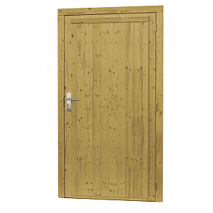 Vuren enkele dichte deur incl. kozijn, 112 x 201 cm., rechtsdraaiend, groen geïmpregneerd